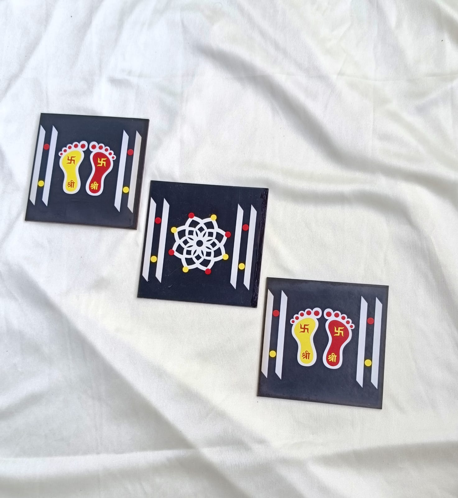 Instant Rangoli MDF Board Set – Ready Made Rangoli Tiles with Padchinh & Mandala Design