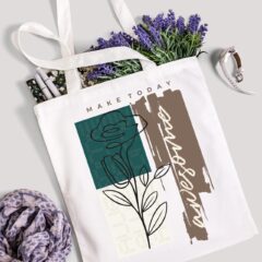 Floral Inspiration Tote Bag – “Make Today Awesome” Design