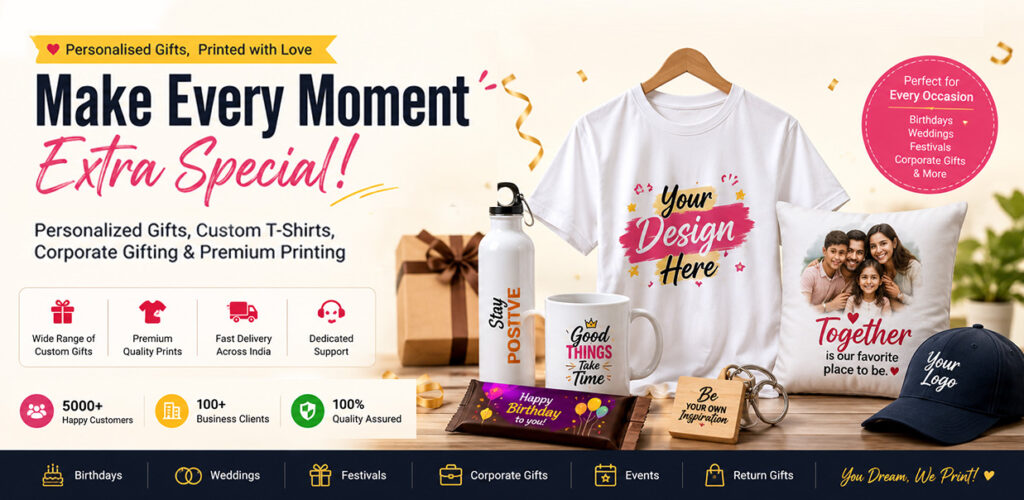Personalized gifts, custom T-shirts, corporate gifting, chocolate wrappers and premium printing services by Pripacko
